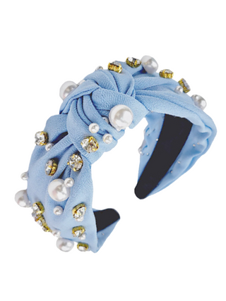 Blue Pearl and Rhinestone Headband