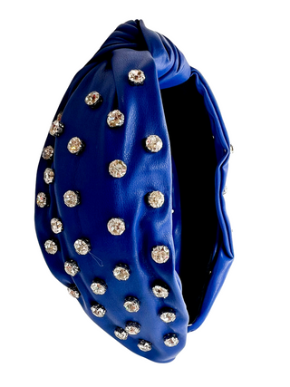 Royal Blue Leather Stone Headband