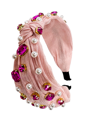 Pink Stone and Pearl Headband