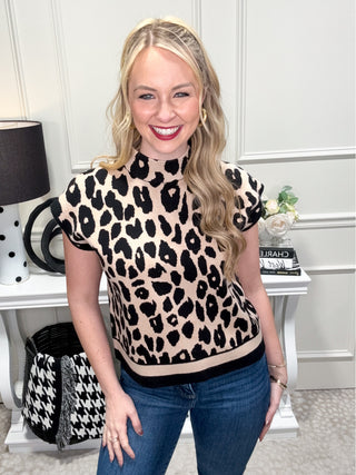 Chic cheetah print top with mock neck