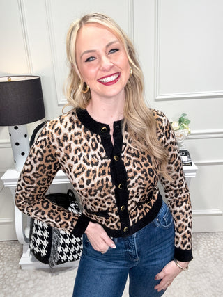Cheetah print cardigan with cute button details