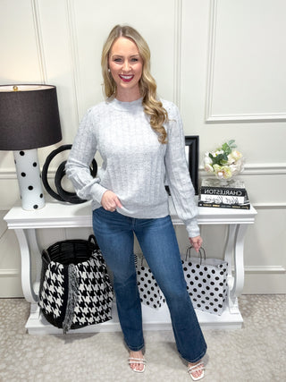 Gray striped knit sweater