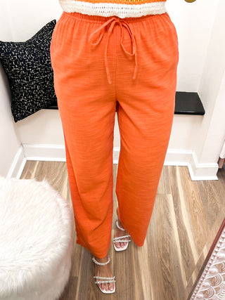 Orange linen Summer pants