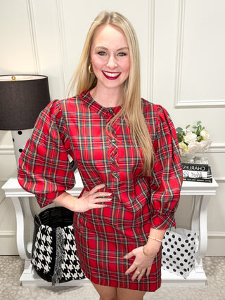 Christmas red green plaid dress 