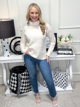 Cozy cable knit turtleneck sweater 