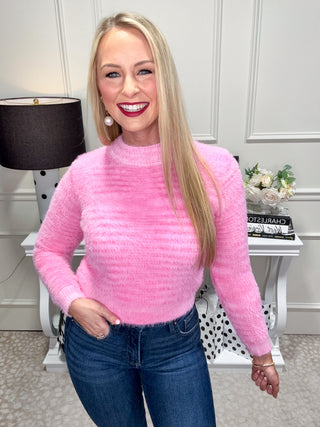 Pink tie dye fuzzy Valentine's Day sweater