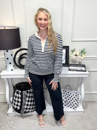 Vintage navy striped top