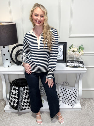 Vintage navy striped top