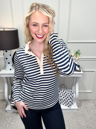 Vintage navy striped top